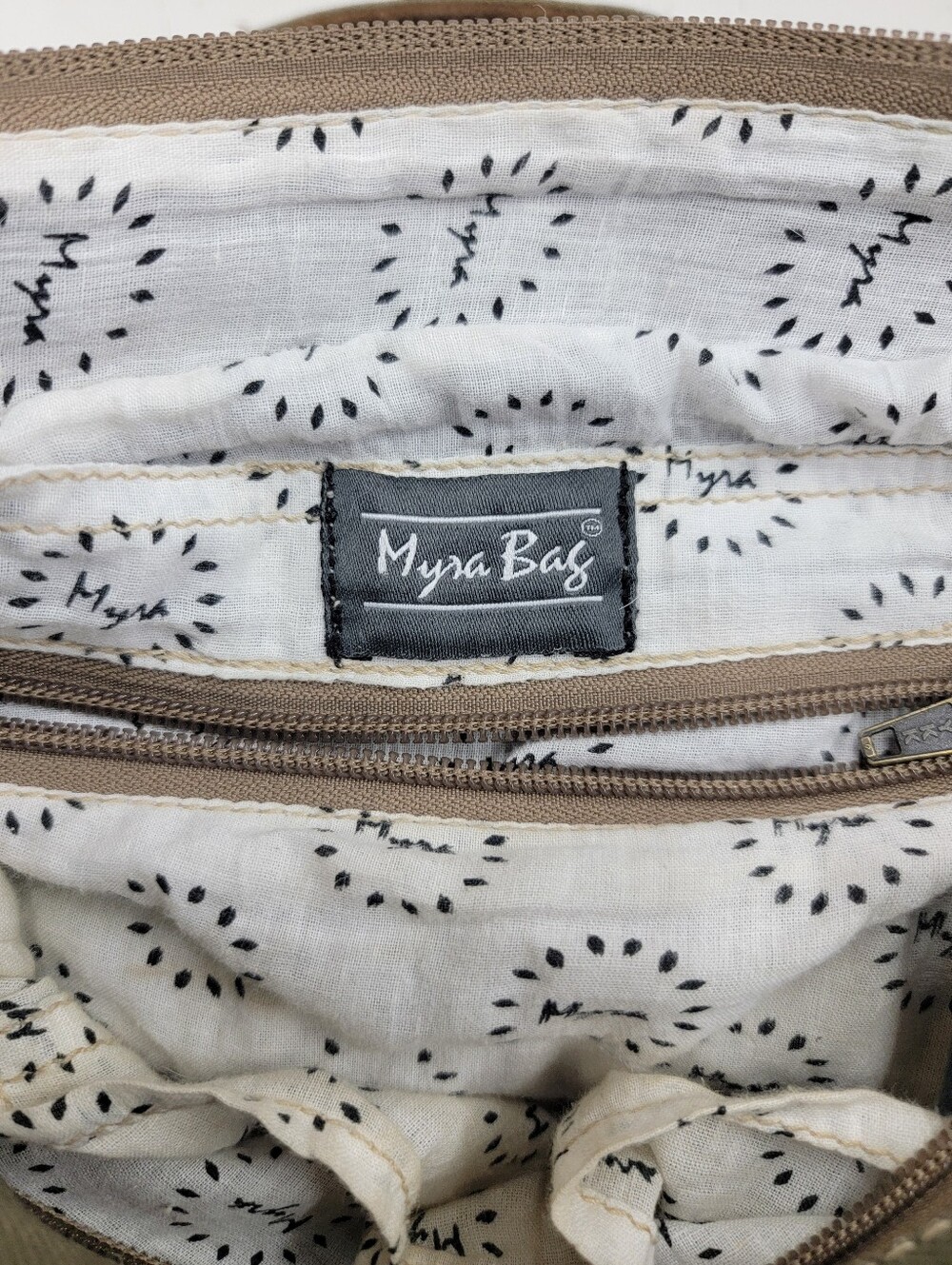 Myra Bag Canvas & Leather Hide Crossbody Bag Upcycled Military Canvas - Picture 12 of 12